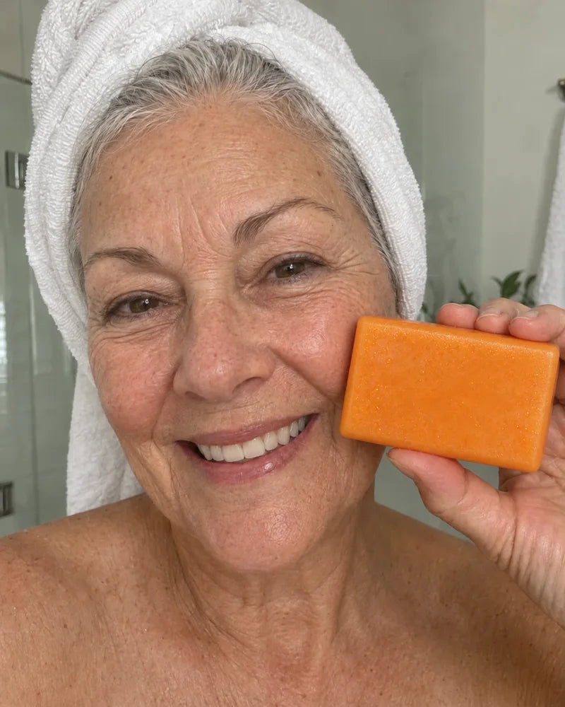Customer holding Freddie Superfood Soap